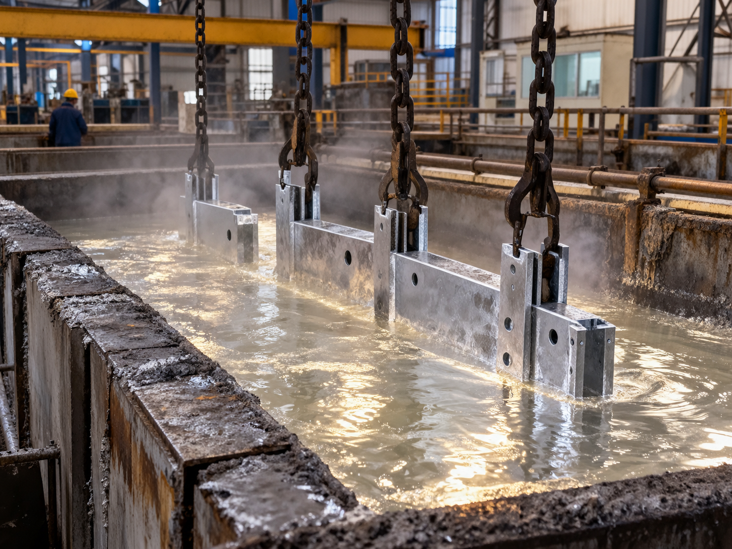 Hot dip galvanizing molten zinc bath